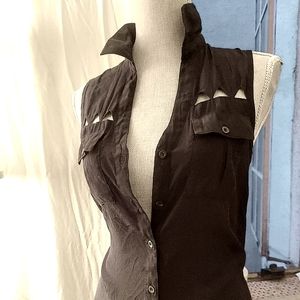 Lulumari black sleeveless button up with cutouts